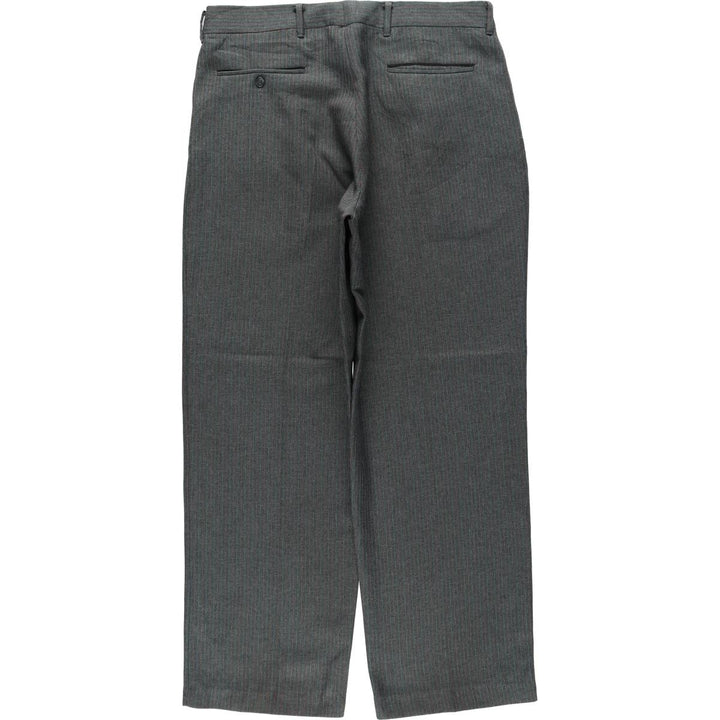 Striped Pattern Two-Pleat Slacks Pants, Made in USA, Men's Size W33 (approx.), Vintage unclear gray type Vintage Second Hand