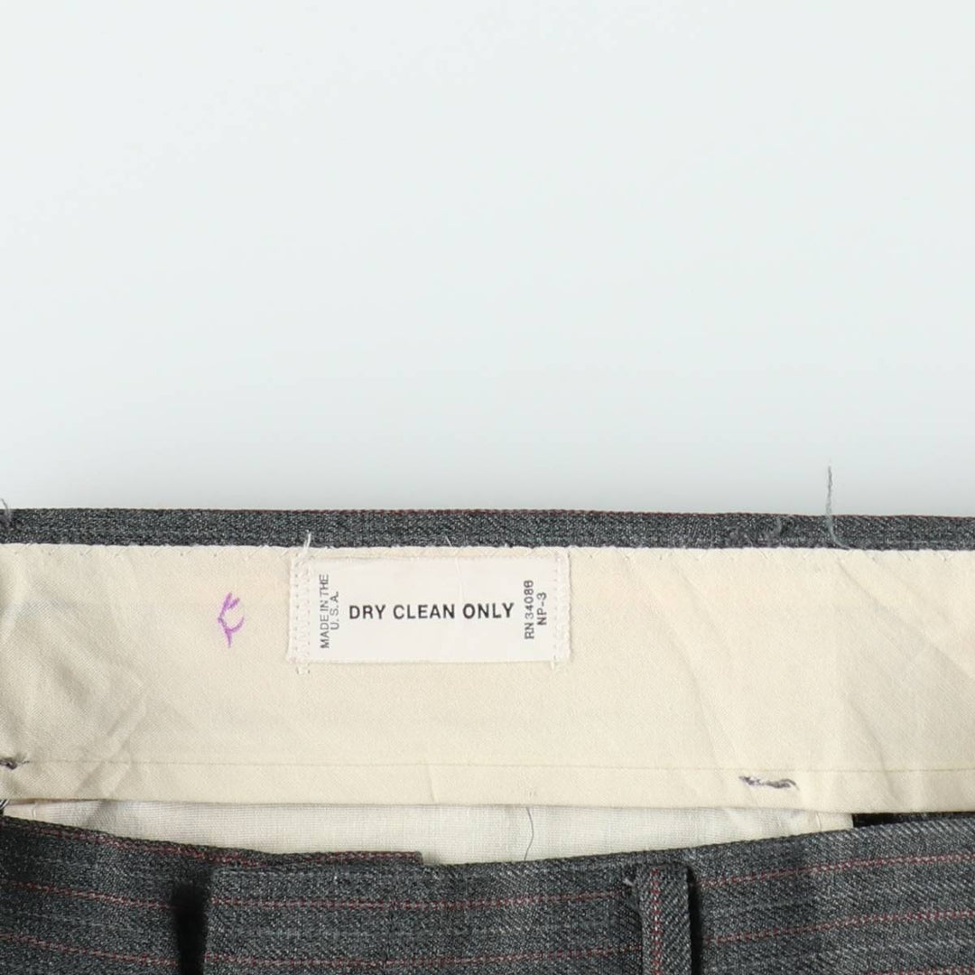 Striped Pattern Two-Pleat Slacks Pants, Made in USA, Men's Size W33 (approx.), Vintage unclear gray type Vintage Second Hand