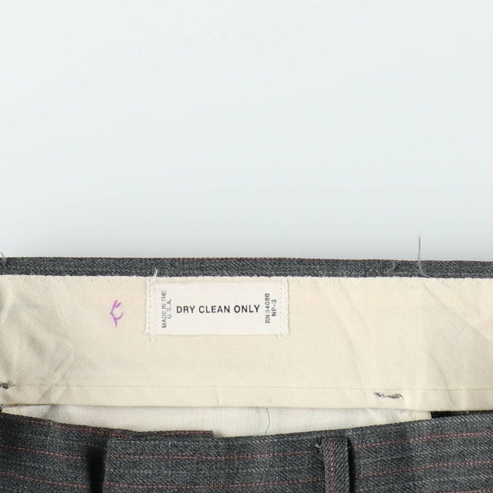 Striped Pattern Two-Pleat Slacks Pants, Made in USA, Men's Size W33 (approx.), Vintage unclear gray type Vintage Second Hand