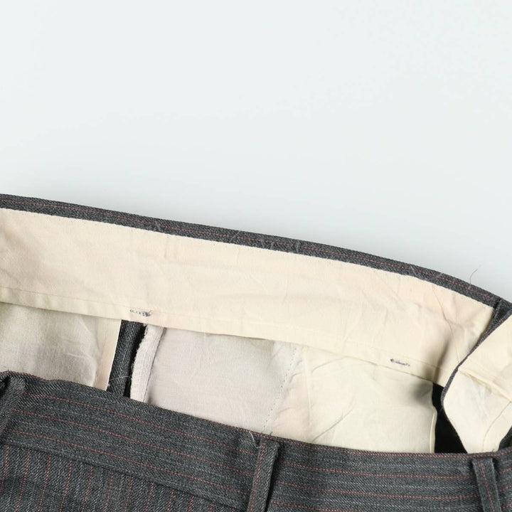 Striped Pattern Two-Pleat Slacks Pants, Made in USA, Men's Size W33 (approx.), Vintage unclear gray type Vintage Second Hand