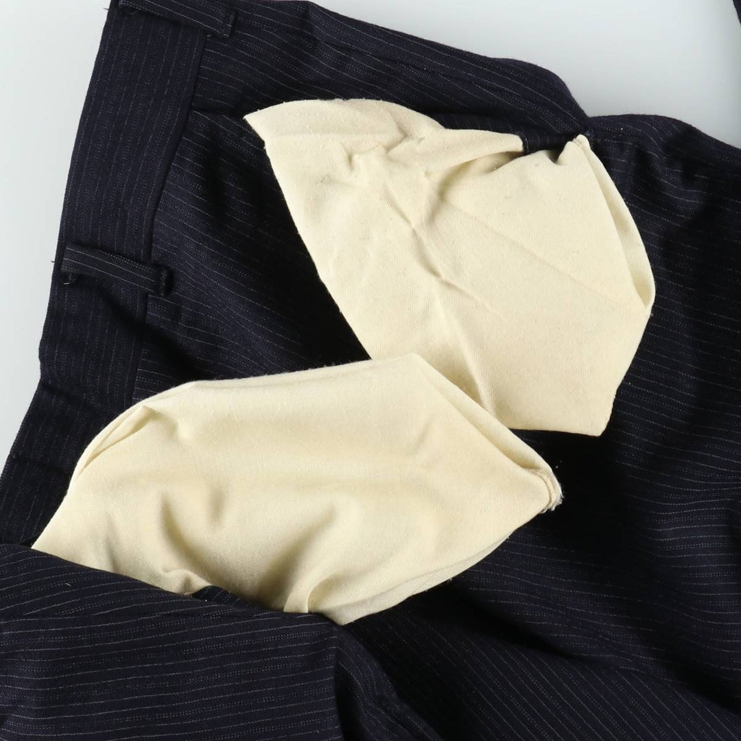 ~90'S Striped Pattern Slacks Pants Men's W34 Vintage unclear navy blue type Vintage Second Hand