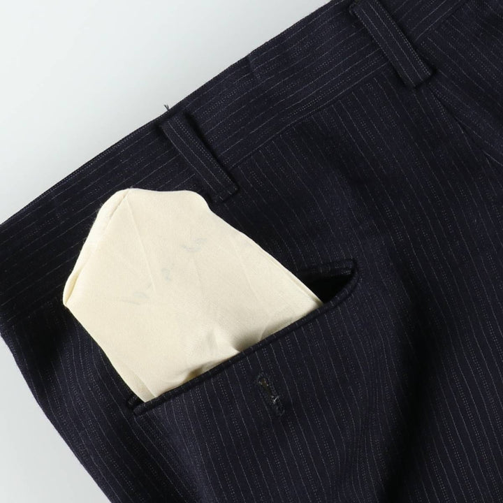~90'S Striped Pattern Slacks Pants Men's W34 Vintage unclear navy blue type Vintage Second Hand