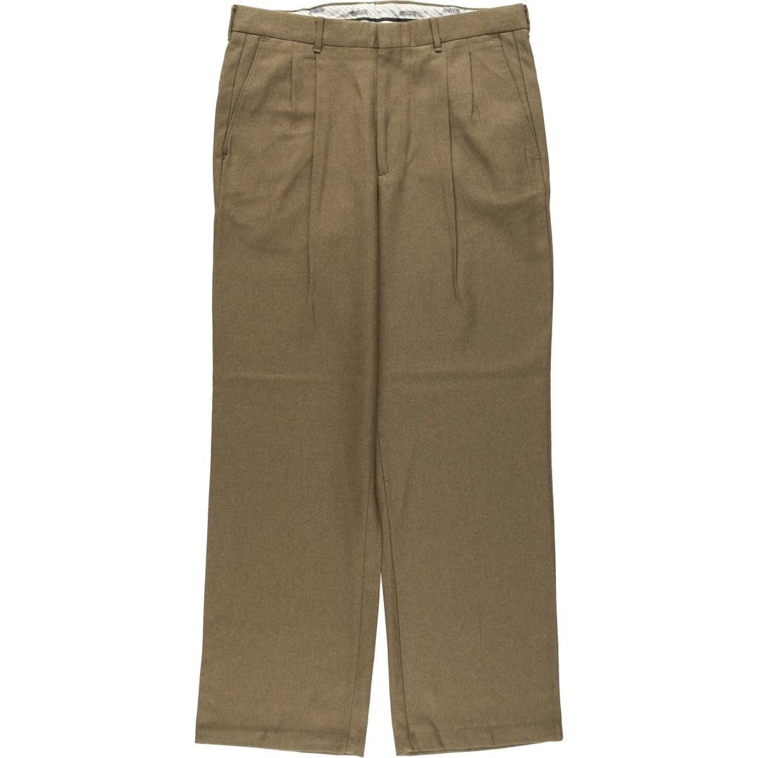 1990'S HABAND EXECUTIVE DIVISION Two-Pleat Slacks Pants, Made in USA, Men's Size W34 (approx.), Vintage unclear brown type Vintage Second Hand