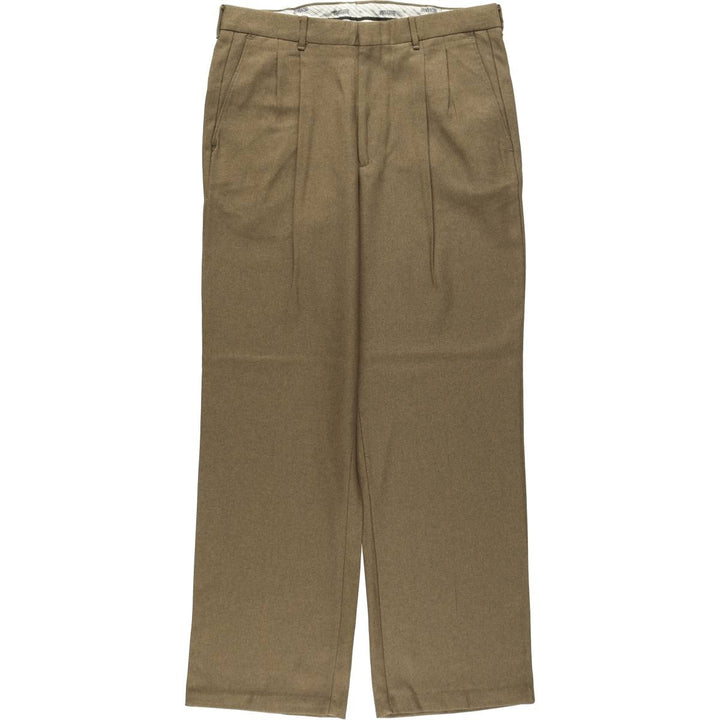 1990'S HABAND EXECUTIVE DIVISION Two-Pleat Slacks Pants, Made in USA, Men's Size W34 (approx.), Vintage unclear brown type Vintage Second Hand