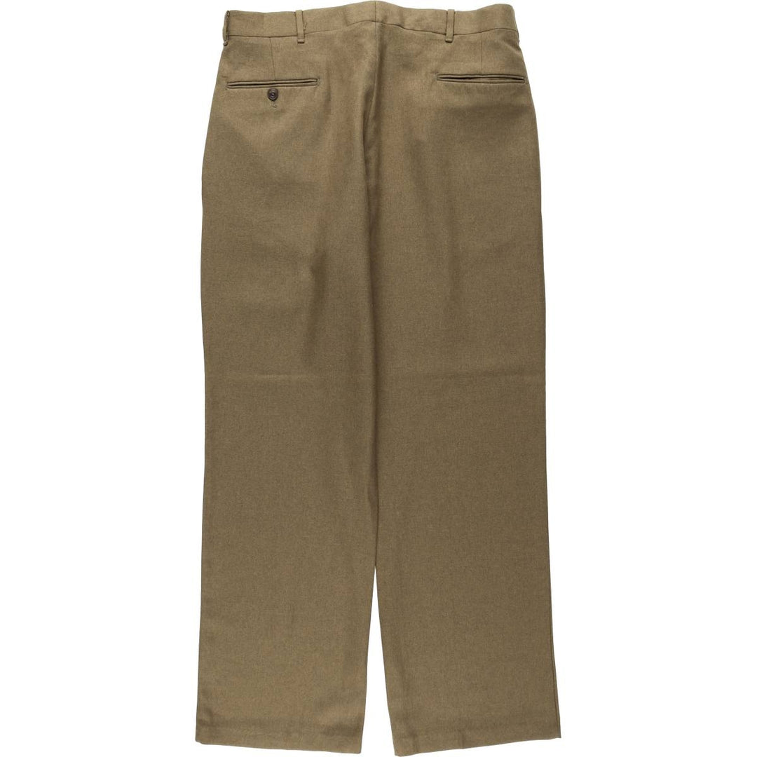 1990'S HABAND EXECUTIVE DIVISION Two-Pleat Slacks Pants, Made in USA, Men's Size W34 (approx.), Vintage unclear brown type Vintage Second Hand
