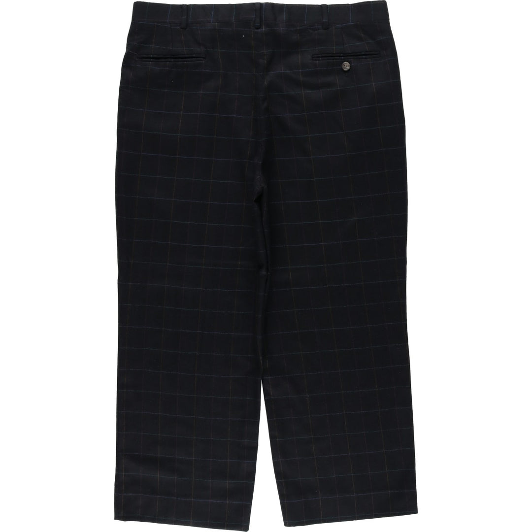 ~90'S BARRY BRICKEN Check Pattern Two-Pleat Wool Trousers Slacks Men's W37 (approx.) Vintage wool black type Vintage Second Hand