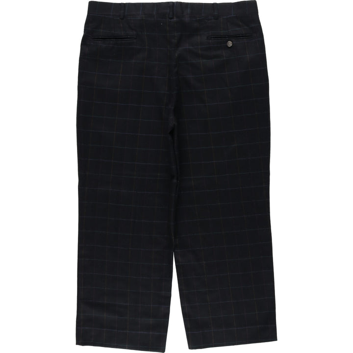 ~90'S BARRY BRICKEN Check Pattern Two-Pleat Wool Trousers Slacks Men's W37 (approx.) Vintage wool black type Vintage Second Hand