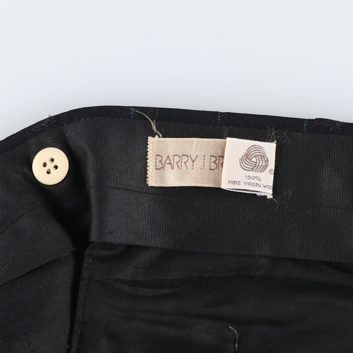 ~90'S BARRY BRICKEN Check Pattern Two-Pleat Wool Trousers Slacks Men's W37 (approx.) Vintage wool black type Vintage Second Hand