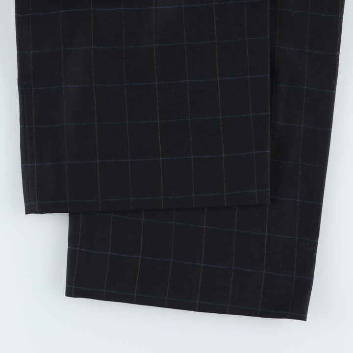 ~90'S BARRY BRICKEN Check Pattern Two-Pleat Wool Trousers Slacks Men's W37 (approx.) Vintage wool black type Vintage Second Hand