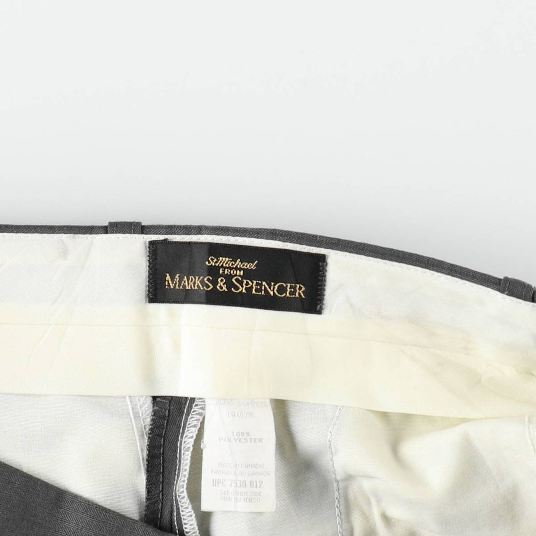 Marks & Spencer striped pattern slacks, made in Canada, men's size W34 (approx.). polyester gray type Vintage Second Hand