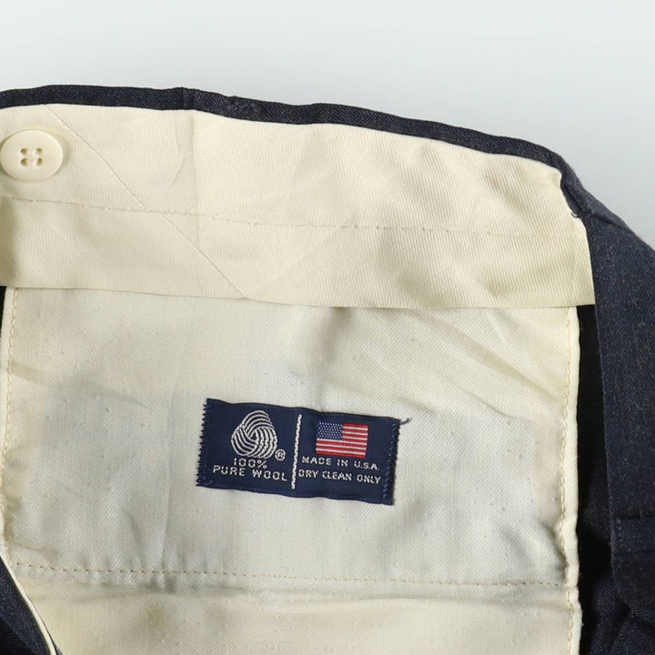 ~90'S John Alexander Wool Pants, Slacks, Made in USA, Men's W32 (approx.), Vintage wool navy blue type Vintage Second Hand