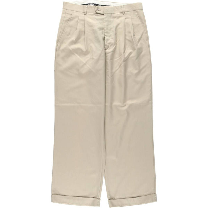 INSERCH Two-Pleat Slacks Pants, Men's Size W33 (approx.) polyester Beige type Vintage Second Hand
