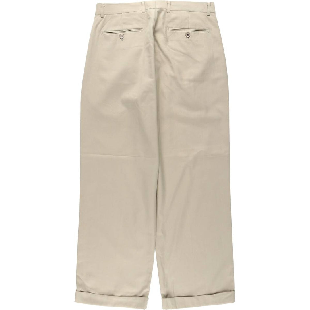 INSERCH Two-Pleat Slacks Pants, Men's Size W33 (approx.) polyester Beige type Vintage Second Hand