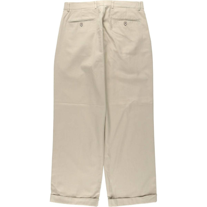 INSERCH Two-Pleat Slacks Pants, Men's Size W33 (approx.) polyester Beige type Vintage Second Hand