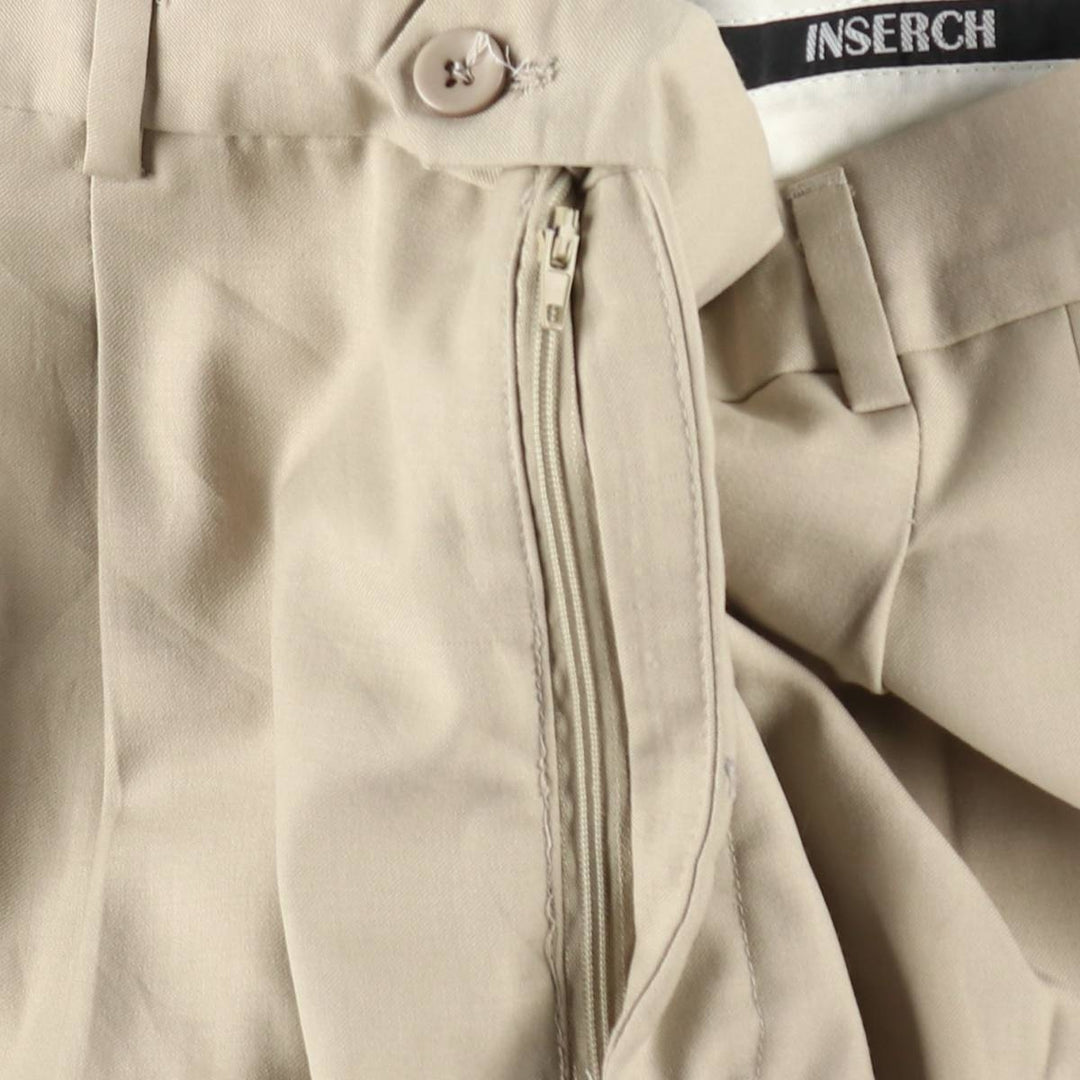 INSERCH Two-Pleat Slacks Pants, Men's Size W33 (approx.) polyester Beige type Vintage Second Hand