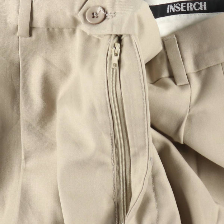 INSERCH Two-Pleat Slacks Pants, Men's Size W33 (approx.) polyester Beige type Vintage Second Hand