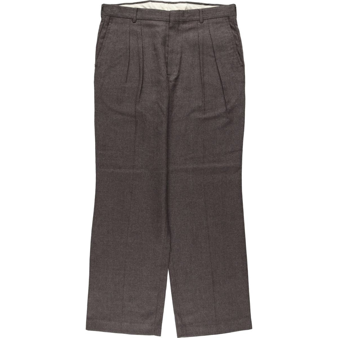 Vintage 80s-90'S two-pleat slacks, made in USA, men's size W34 (approx.). unclear brown type Vintage Second Hand