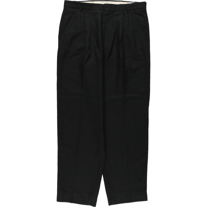 Four-pleat slacks, made in USA, men's size W32 (approx.), vintage. polyester black type Vintage Second Hand