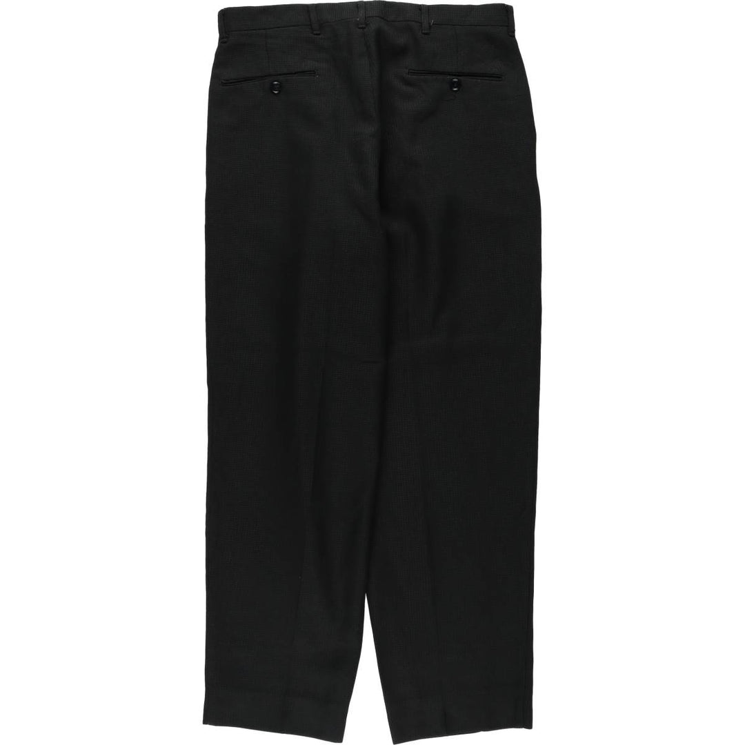 Four-pleat slacks, made in USA, men's size W32 (approx.), vintage. polyester black type Vintage Second Hand