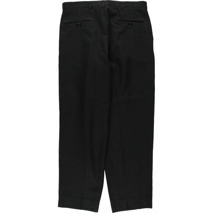 Four-pleat slacks, made in USA, men's size W32 (approx.), vintage. polyester black type Vintage Second Hand