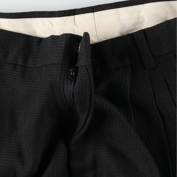 Four-pleat slacks, made in USA, men's size W32 (approx.), vintage. polyester black type Vintage Second Hand