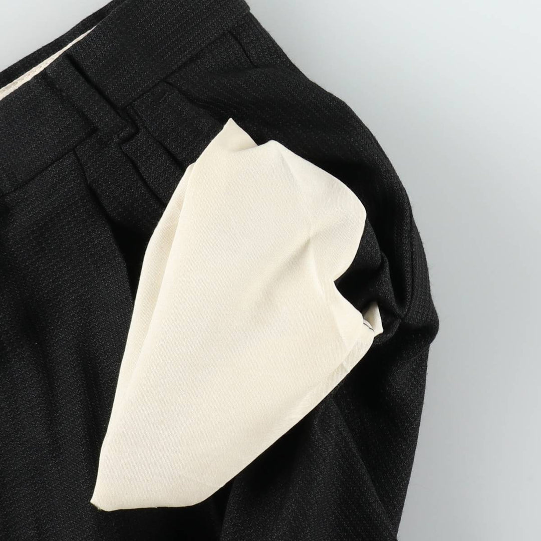 Four-pleat slacks, made in USA, men's size W32 (approx.), vintage. polyester black type Vintage Second Hand