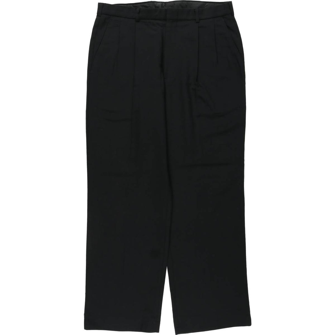 90'S Town Craft Custom Fit Suits, Two-Pleat Slacks, Men's Size W34 (approx.), Vintage polyester black type Vintage Second Hand