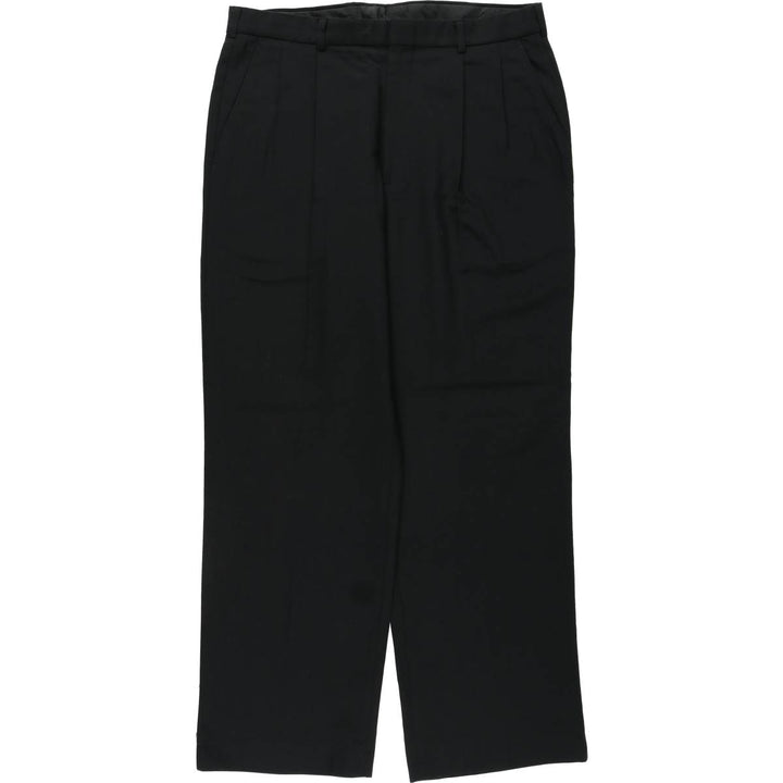 90'S Town Craft Custom Fit Suits, Two-Pleat Slacks, Men's Size W34 (approx.), Vintage polyester black type Vintage Second Hand