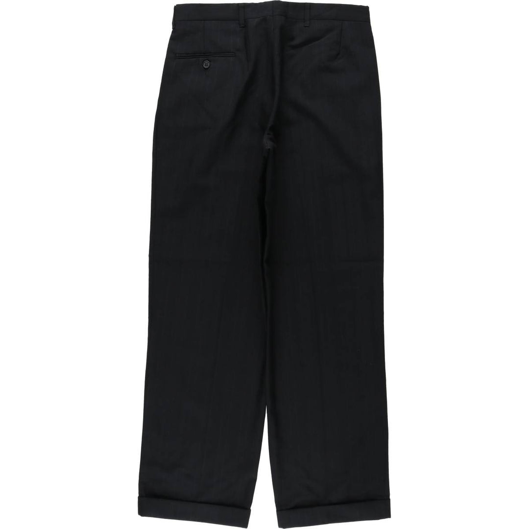 Striped Pattern Three-Pleat Slacks Pants Men's W30 Equivalent Vintage unclear black type Vintage Second Hand