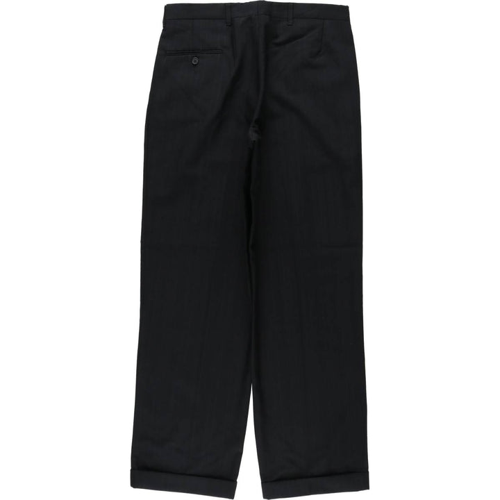 Striped Pattern Three-Pleat Slacks Pants Men's W30 Equivalent Vintage unclear black type Vintage Second Hand