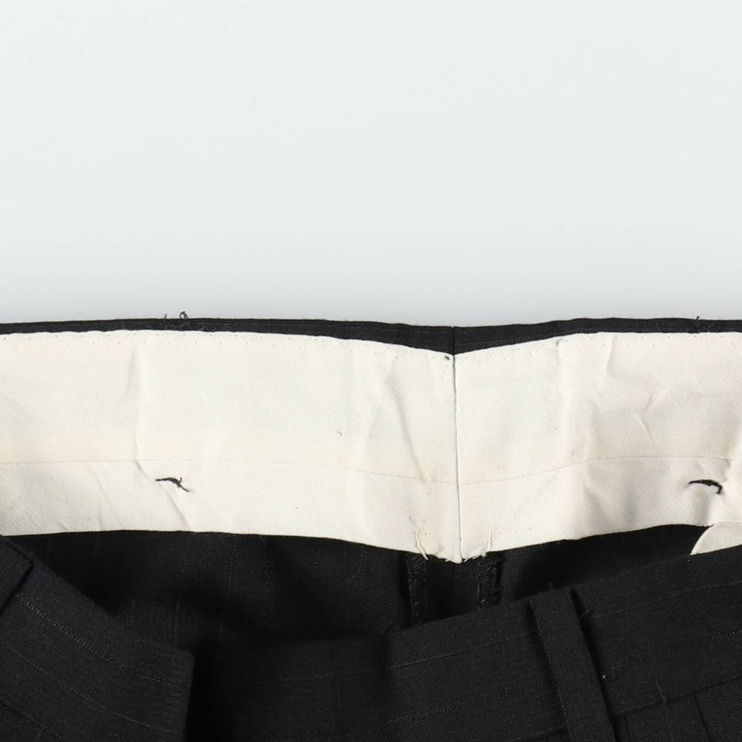 Striped Pattern Three-Pleat Slacks Pants Men's W30 Equivalent Vintage unclear black type Vintage Second Hand