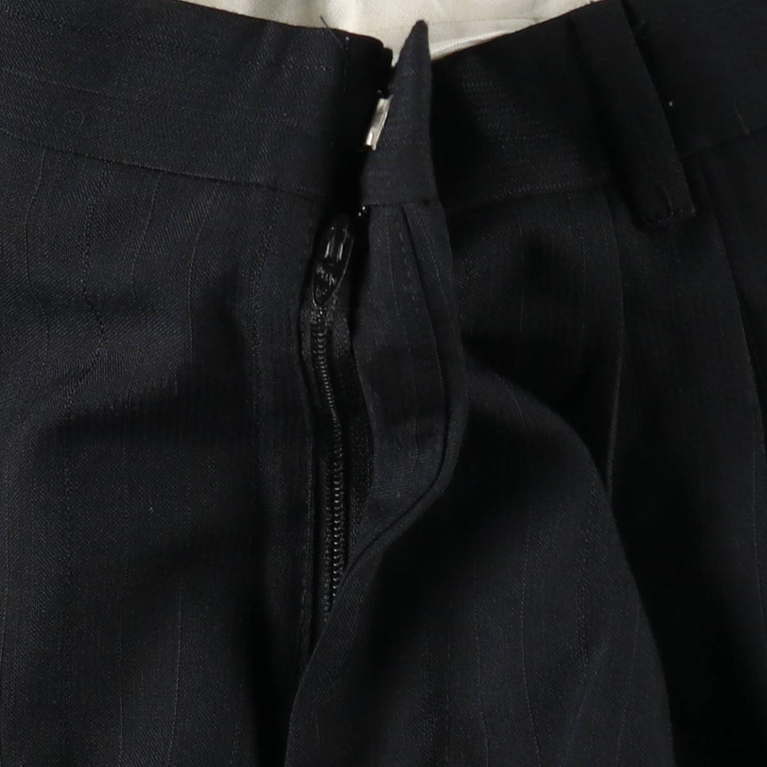 Striped Pattern Three-Pleat Slacks Pants Men's W30 Equivalent Vintage unclear black type Vintage Second Hand