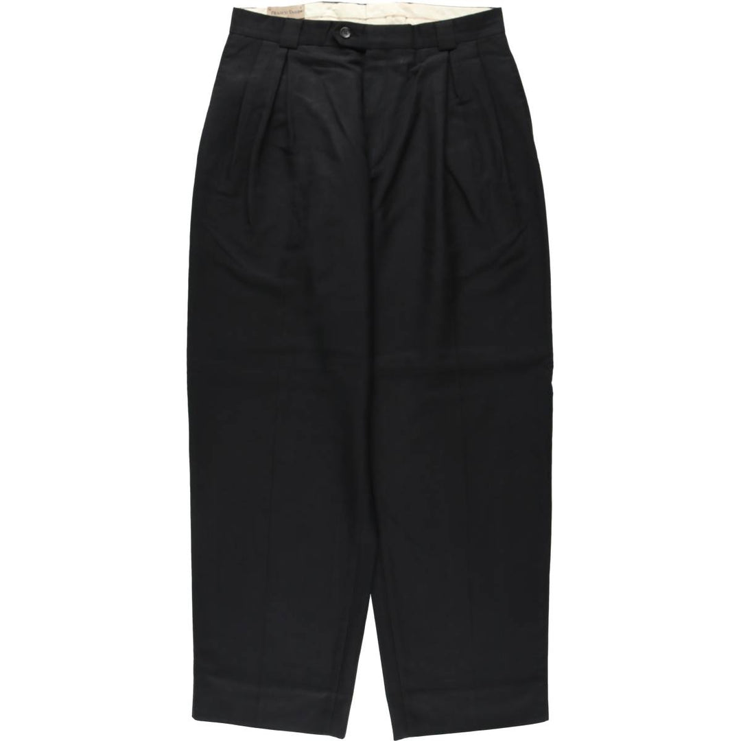 FRANCO TASSI Two-Pleat Slacks, Made in Canada, Men's Size W31 (approx.), Vintage polyester black type Vintage Second Hand