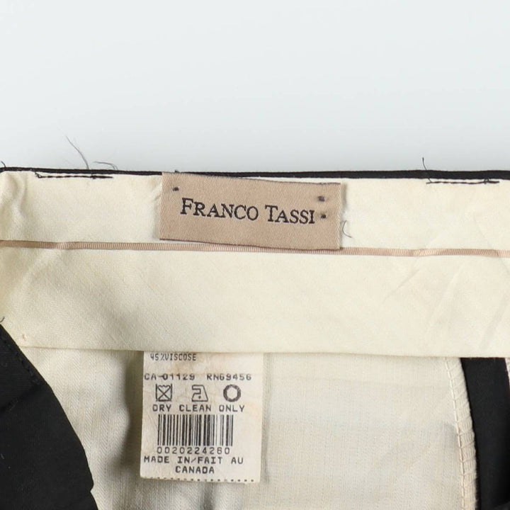 FRANCO TASSI Two-Pleat Slacks, Made in Canada, Men's Size W31 (approx.), Vintage polyester black type Vintage Second Hand