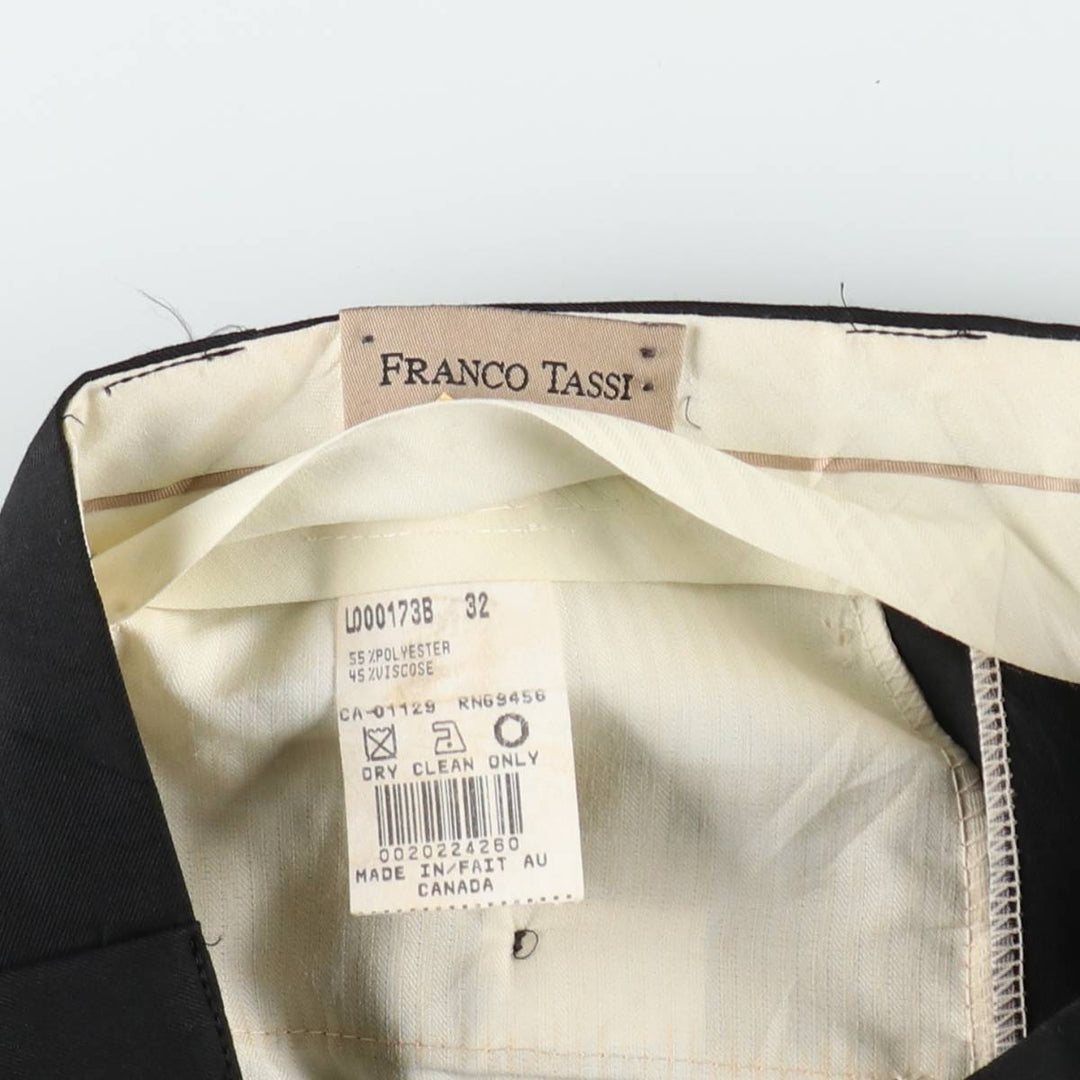 FRANCO TASSI Two-Pleat Slacks, Made in Canada, Men's Size W31 (approx.), Vintage polyester black type Vintage Second Hand