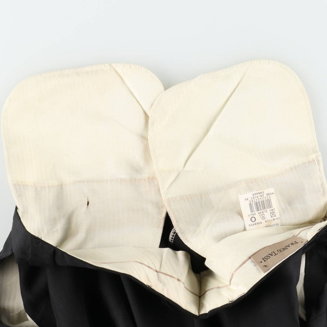 FRANCO TASSI Two-Pleat Slacks, Made in Canada, Men's Size W31 (approx.), Vintage polyester black type Vintage Second Hand