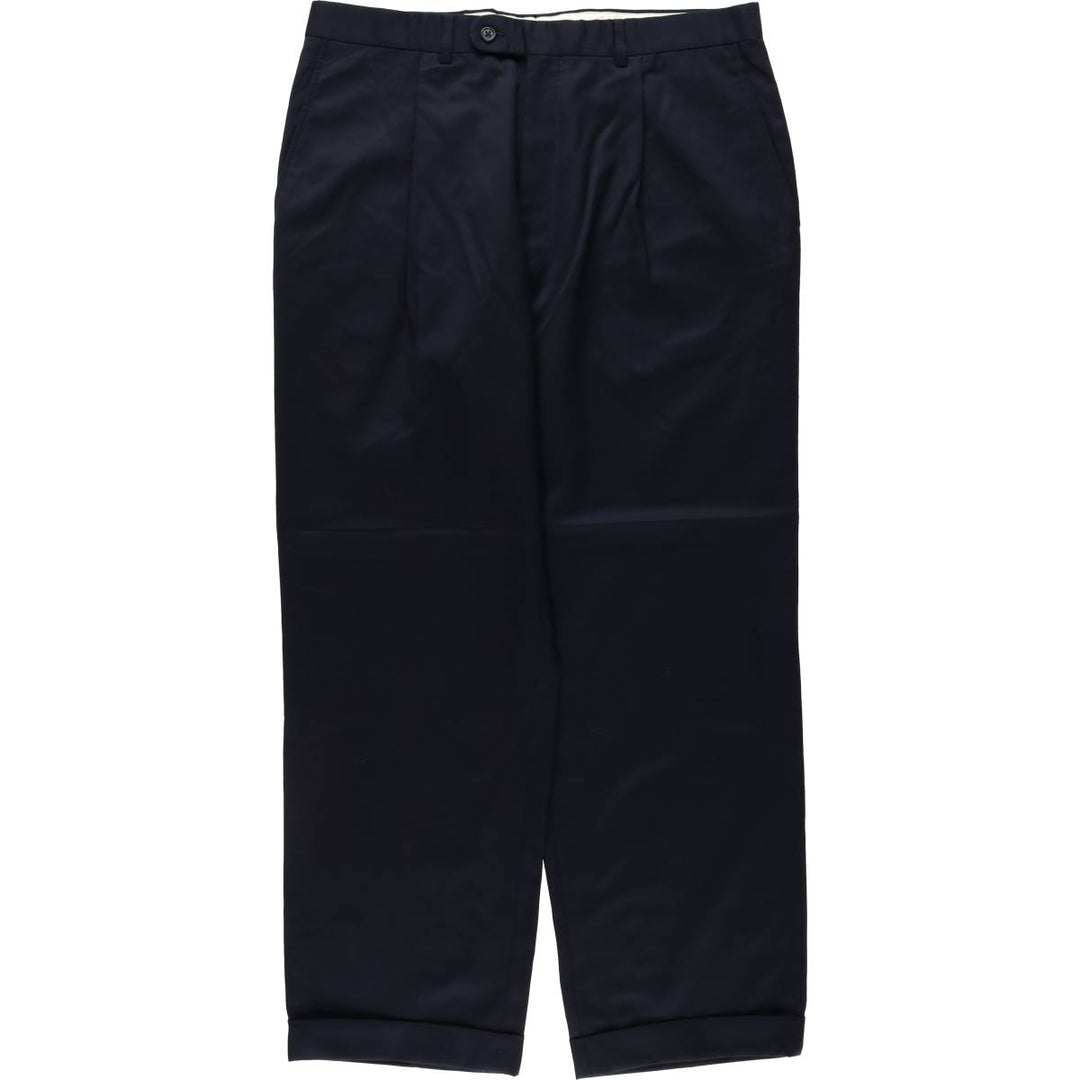 Plain, single-pleat wool trousers/slacks, made in Canada, men's size W36 (approx.), vintage. wool navy blue type Vintage Second Hand