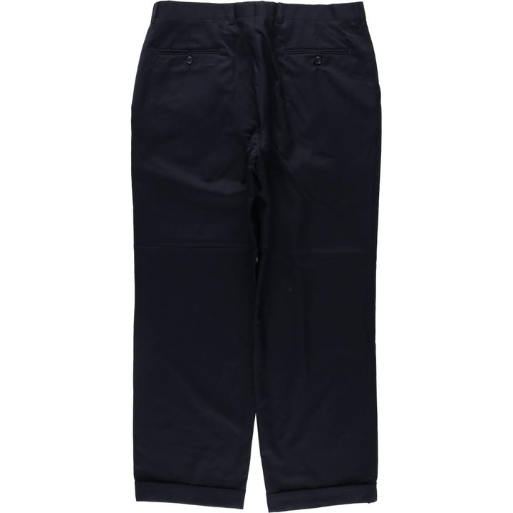 Plain, single-pleat wool trousers/slacks, made in Canada, men's size W36 (approx.), vintage. wool navy blue type Vintage Second Hand
