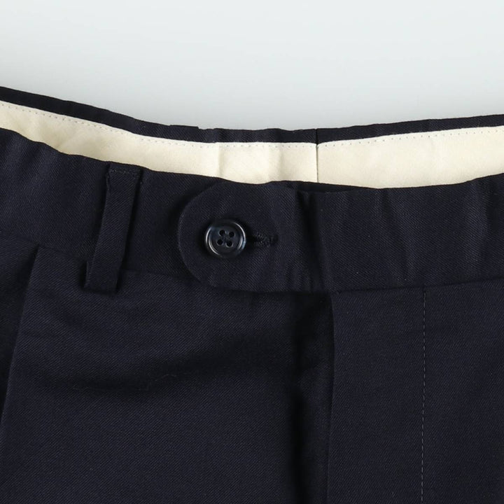 Plain, single-pleat wool trousers/slacks, made in Canada, men's size W36 (approx.), vintage. wool navy blue type Vintage Second Hand