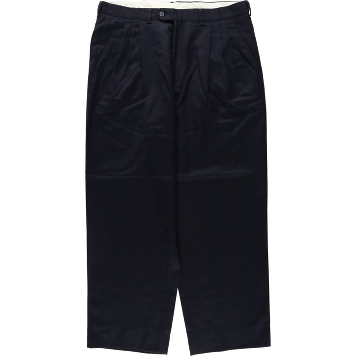Protocol Three-Pleat Wool Trousers, Men's Size W36 (approx.), Vintage wool navy blue type Vintage Second Hand