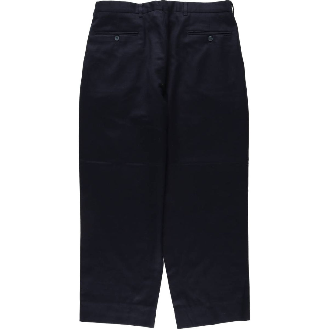 Protocol Three-Pleat Wool Trousers, Men's Size W36 (approx.), Vintage wool navy blue type Vintage Second Hand