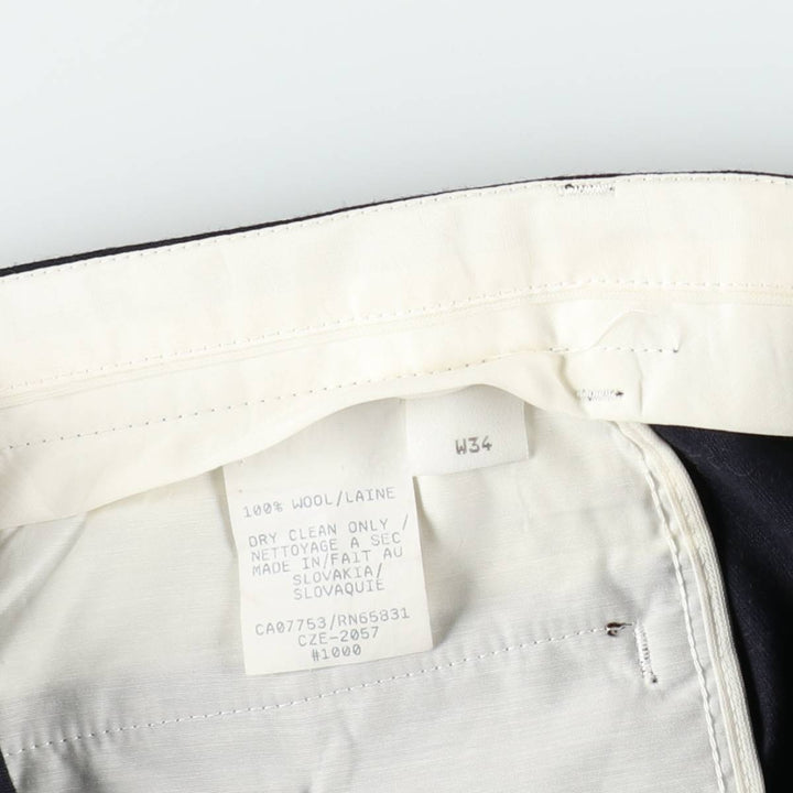 Protocol Three-Pleat Wool Trousers, Men's Size W36 (approx.), Vintage wool navy blue type Vintage Second Hand