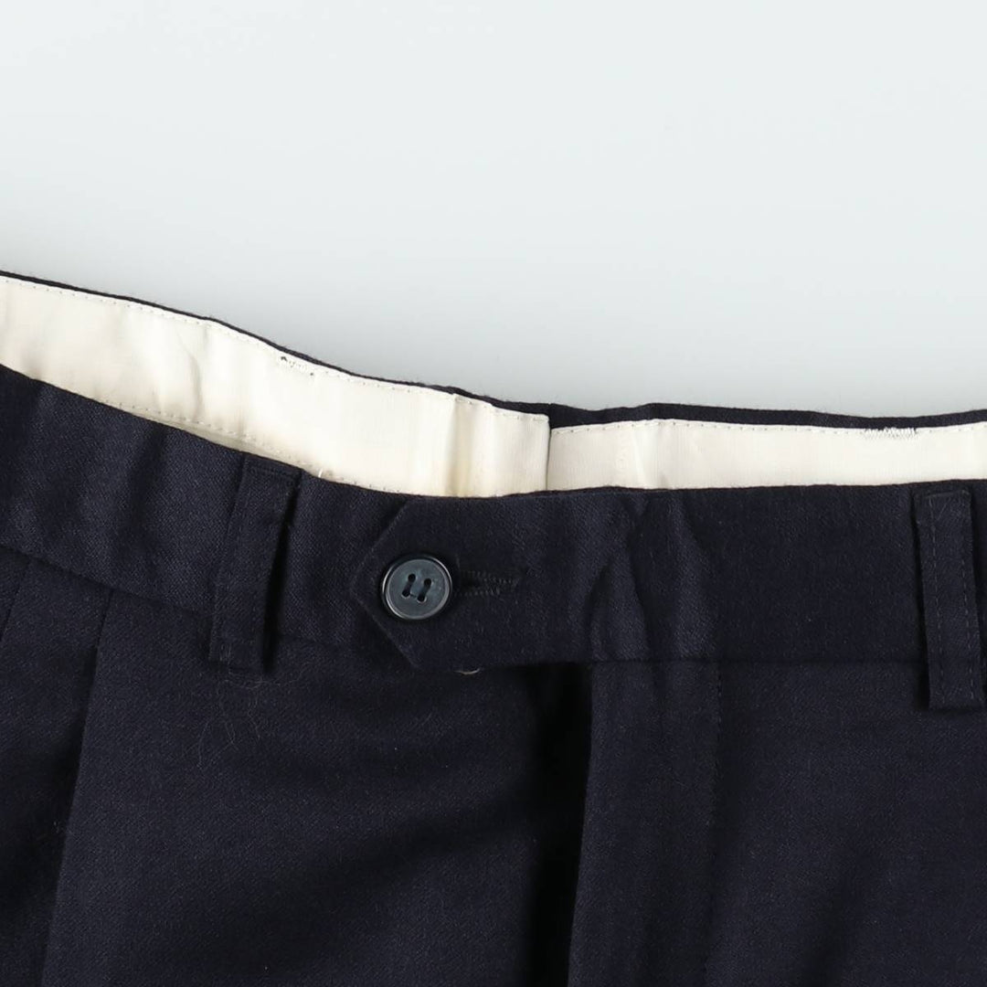Protocol Three-Pleat Wool Trousers, Men's Size W36 (approx.), Vintage wool navy blue type Vintage Second Hand