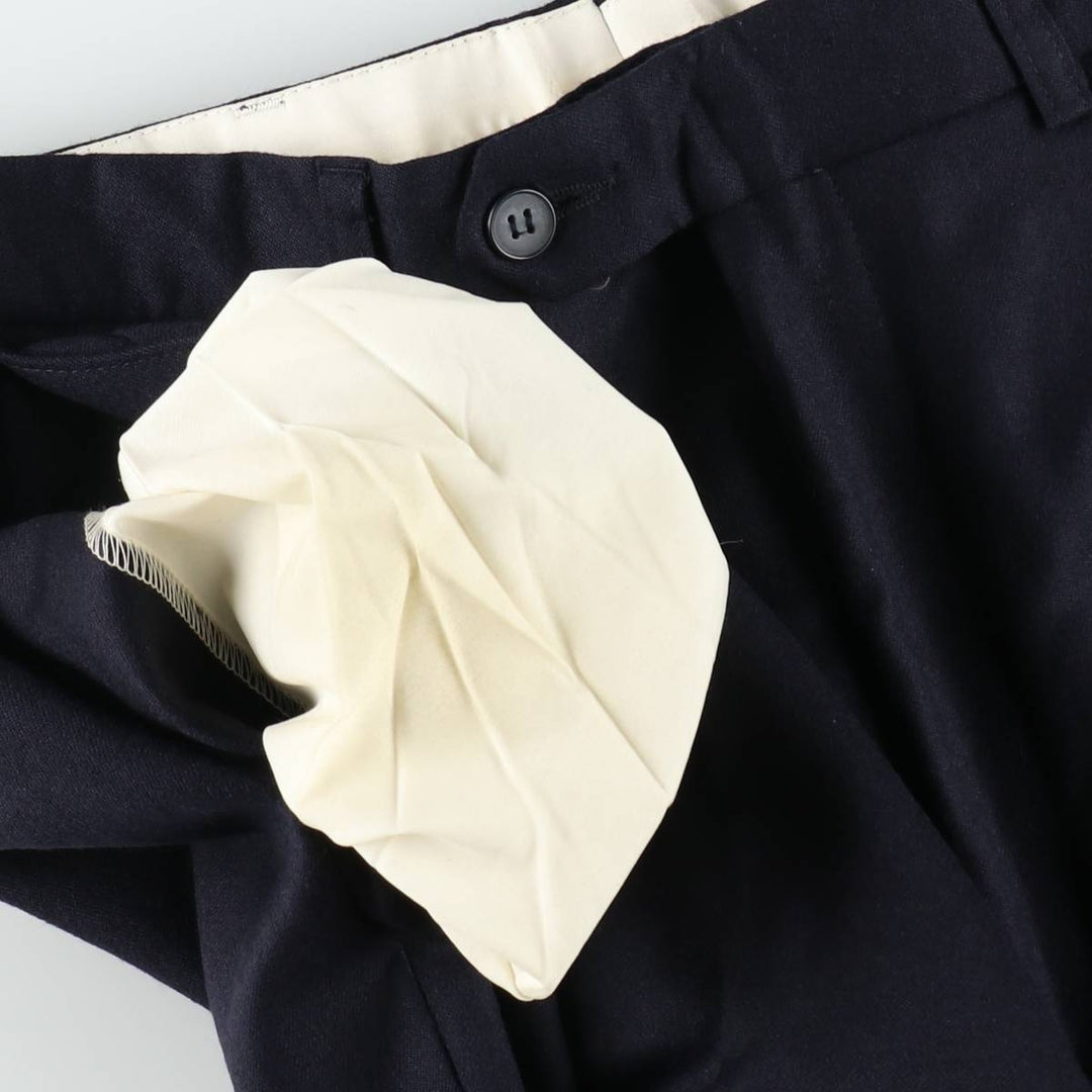 Protocol Three-Pleat Wool Trousers, Men's Size W36 (approx.), Vintage wool navy blue type Vintage Second Hand