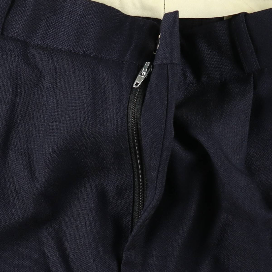 FELLINI Two-Pleat Wool Trousers, Made in Canada, Men's Size W35 (approx.), Vintage wool navy blue type Vintage Second Hand