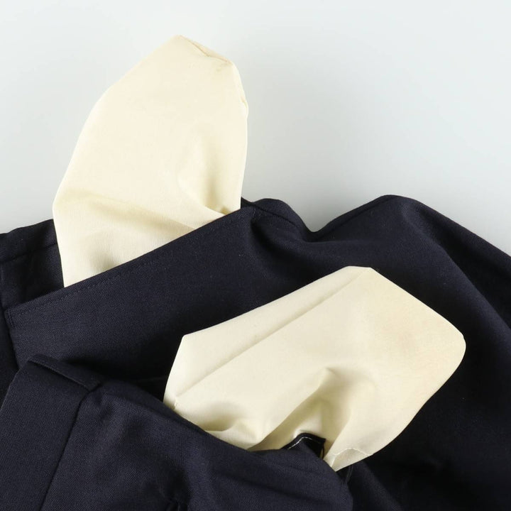 FELLINI Two-Pleat Wool Trousers, Made in Canada, Men's Size W35 (approx.), Vintage wool navy blue type Vintage Second Hand