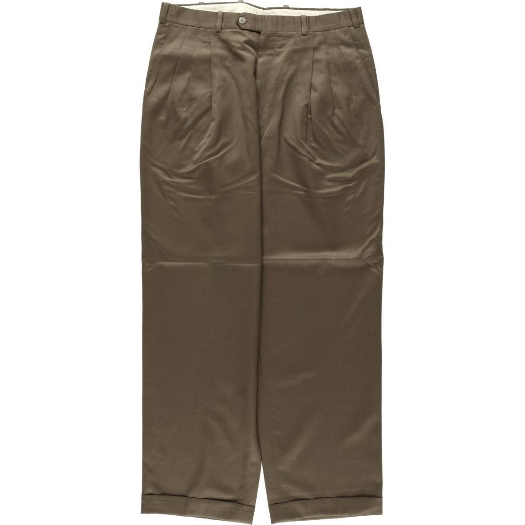Nordstrom three-pleat wool trousers, made in the USA, men's size W34 (approx.), vintage. wool brown type Vintage Second Hand