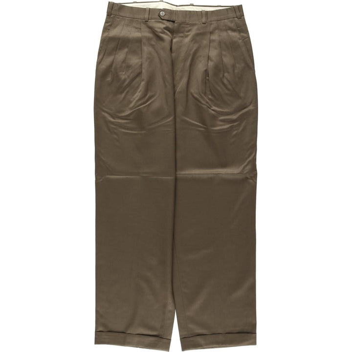 Nordstrom three-pleat wool trousers, made in the USA, men's size W34 (approx.), vintage. wool brown type Vintage Second Hand