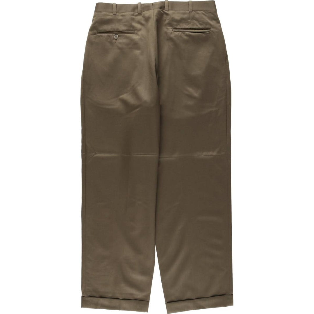 Nordstrom three-pleat wool trousers, made in the USA, men's size W34 (approx.), vintage. wool brown type Vintage Second Hand
