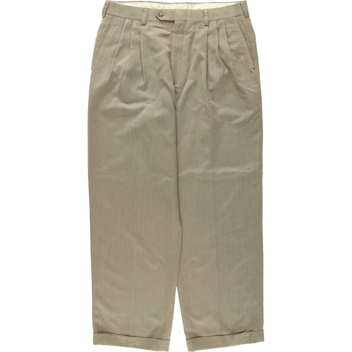 Berle TAIL ORED Three-Pleat Slacks Pants, Made in USA, Men's W34 (approx.), Vintage unclear beige type brown Vintage Second Hand